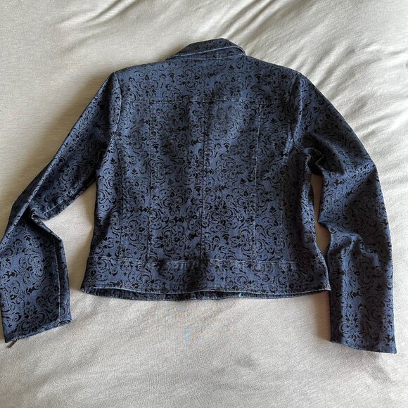 LIKE NEW 6 by Six Denim Jacket with Black Velvet Design - Picture 2 of 9